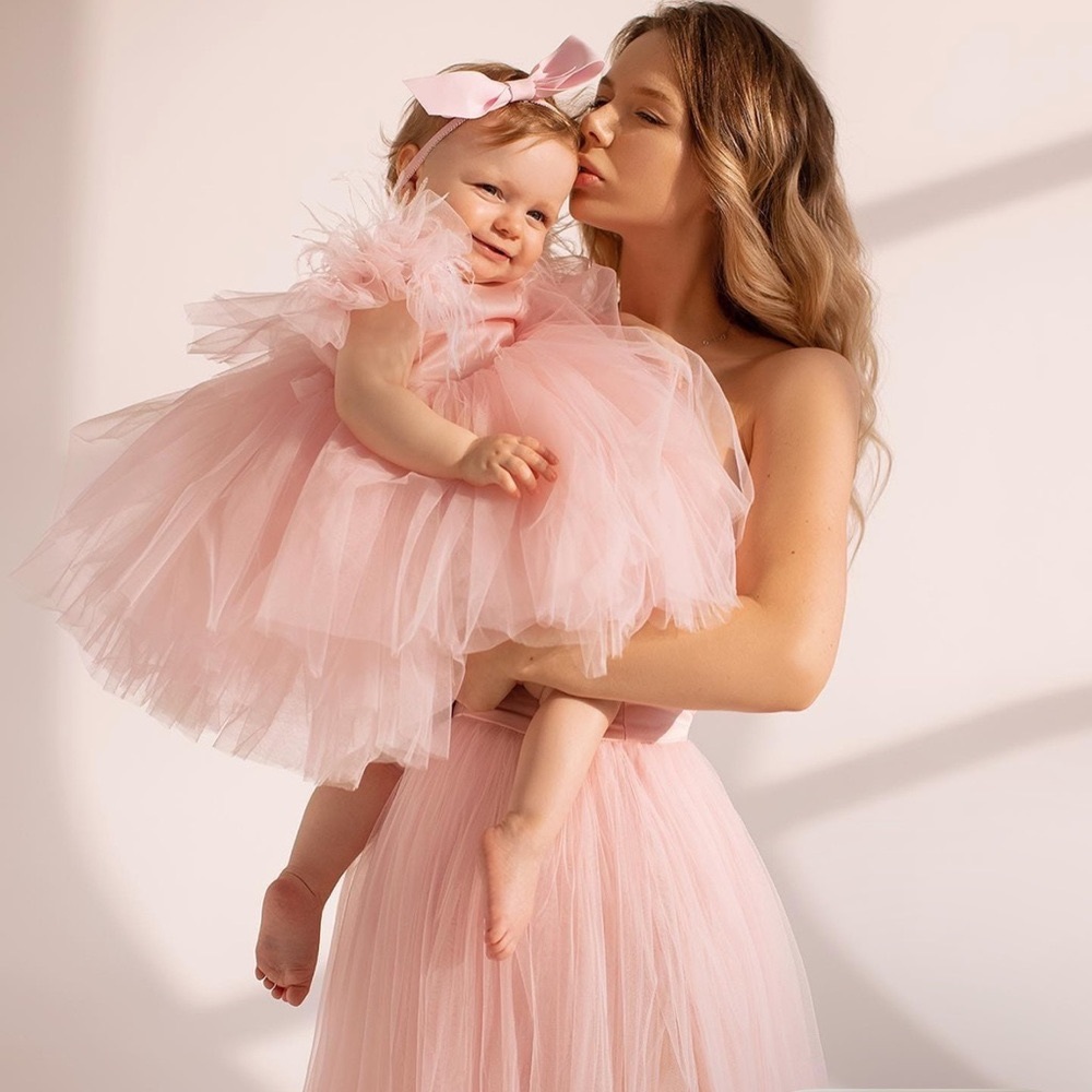 Matching Mommy and Me Dresses, First Birthday Dress, Blush Tulle Dresses